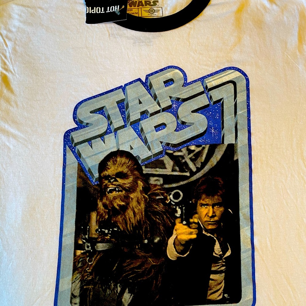 Star Wars Medium tee-shirt from Hot Topic. NWT.  Black cap sleeves/neck trim.